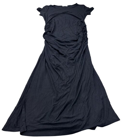 Smallshow Black Ruched Maternity Maxi Dress Short Sleeve Modal Blend M - Picture 6 of 10